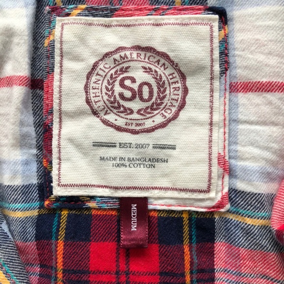 SO Plaid Flannel Button Top | S - Picture 7 of 7